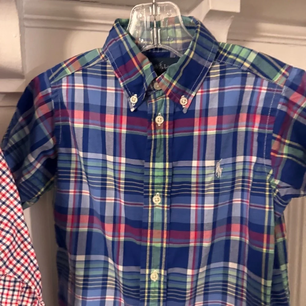 Ralph Lauren LOT Of 2 Boys Button Down Shirts Sz 3T 1 Short Sleeve 1 Long Sleeve